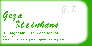 geza kleinhans business card